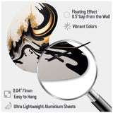 Black And Gold Wave - Asymmetric Metal Wall Clock