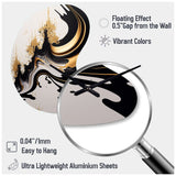 Black And Gold Wave - Asymmetric Metal Wall Clock