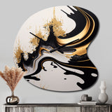 Black And Gold Wave - Asymmetric Metal Wall Clock