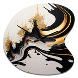 Black And Gold Wave - Asymmetric Metal Wall Clock