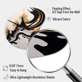 Black And Gold Wave - Asymmetric Metal Wall Clock