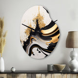 Black And Gold Wave - Asymmetric Metal Wall Clock