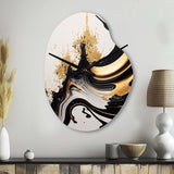 Black And Gold Wave - Asymmetric Metal Wall Clock