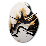 Black And Gold Wave - Asymmetric Metal Wall Clock