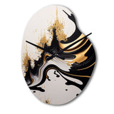 Black And Gold Wave - Asymmetric Metal Wall Clock