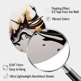 Black And Gold Wave - Asymmetric Metal Wall Clock
