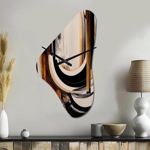Gold Touch Art Deco IV - Asymmetric Metal Wall Clock