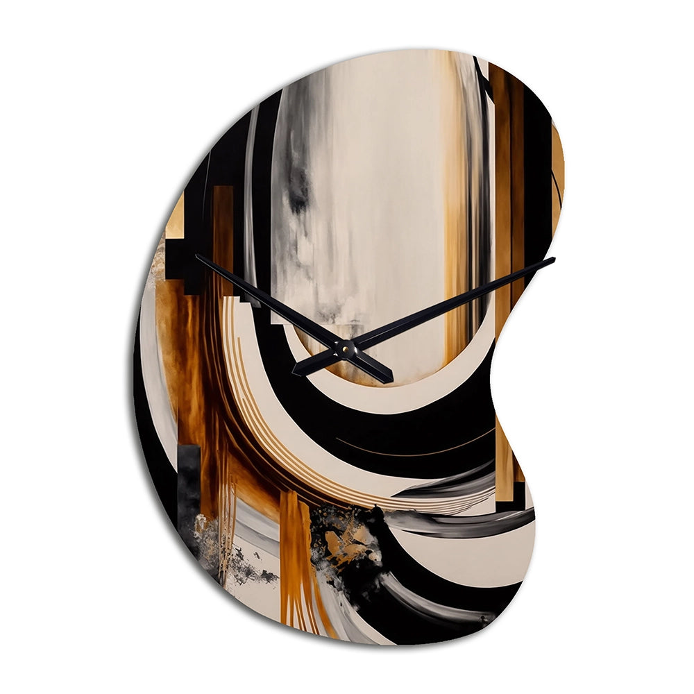 Gold Touch Art Deco IV - Asymmetric Metal Wall Clock