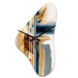 Modern Blue And Gold Abstract II - Asymmetric Metal Wall Clock