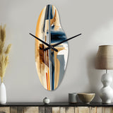 Modern Blue And Gold Abstract II - Asymmetric Metal Wall Clock
