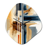 Modern Blue And Gold Abstract II - Asymmetric Metal Wall Clock