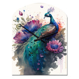 Cute Peacock Floral Art I - Asymmetric Metal Wall Clock