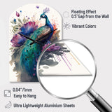 Cute Peacock Floral Art I - Asymmetric Metal Wall Clock