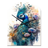 Cute Peacock Floral Art II - Asymmetric Metal Wall Clock