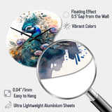 Cute Peacock Floral Art II - Asymmetric Metal Wall Clock