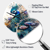 Cute Peacock Floral Art II - Asymmetric Metal Wall Clock