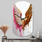 Dusty Pink Angel Wings - Asymmetric Metal Wall Clock