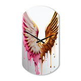 Dusty Pink Angel Wings - Asymmetric Metal Wall Clock