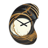 Black And Gold Circle II - Asymmetric Metal Wall Clock