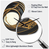 Black And Gold Circle II - Asymmetric Metal Wall Clock
