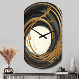 Black And Gold Circle II - Asymmetric Metal Wall Clock