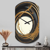 Black And Gold Circle II - Asymmetric Metal Wall Clock