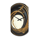 Black And Gold Circle II - Asymmetric Metal Wall Clock