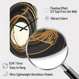 Black And Gold Circle II - Asymmetric Metal Wall Clock
