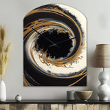 Black And Gold Circle V - Asymmetric Metal Wall Clock