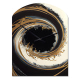Black And Gold Circle V - Asymmetric Metal Wall Clock