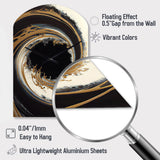 Black And Gold Circle V - Asymmetric Metal Wall Clock