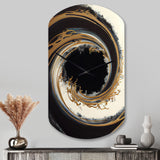 Black And Gold Circle V - Asymmetric Metal Wall Clock