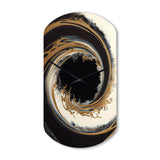 Black And Gold Circle V - Asymmetric Metal Wall Clock