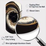 Black And Gold Circle V - Asymmetric Metal Wall Clock