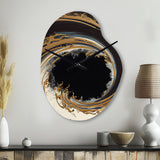 Black And Gold Circle V - Asymmetric Metal Wall Clock