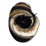 Black And Gold Circle V - Asymmetric Metal Wall Clock