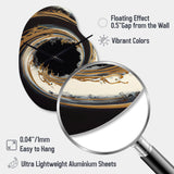Black And Gold Circle V - Asymmetric Metal Wall Clock