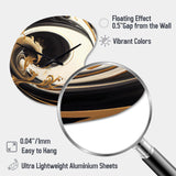Black And Gold Swirl V - Asymmetric Metal Wall Clock