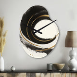 Black And Gold Curves III - Asymmetric Metal Wall Clock