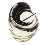 Black And Gold Curves III - Asymmetric Metal Wall Clock