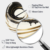 Black And Gold Curves III - Asymmetric Metal Wall Clock