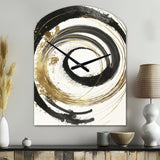 Black And Gold Curves IV - Asymmetric Metal Wall Clock
