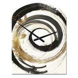 Black And Gold Curves IV - Asymmetric Metal Wall Clock