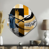 Glam Gold And Black Expression I - Asymmetric Metal Wall Clock