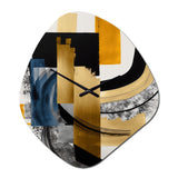 Glam Gold And Black Expression I - Asymmetric Metal Wall Clock