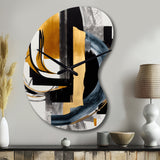 Glam Gold And Black Expression II - Asymmetric Metal Wall Clock