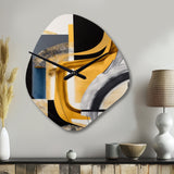 Glam Gold And Black Expression IV - Asymmetric Metal Wall Clock
