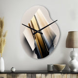 Black And Gold Cubic Expression III - Asymmetric Metal Wall Clock