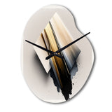 Black And Gold Cubic Expression III - Asymmetric Metal Wall Clock