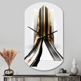 Black And Gold Cubic Expression V - Asymmetric Metal Wall Clock